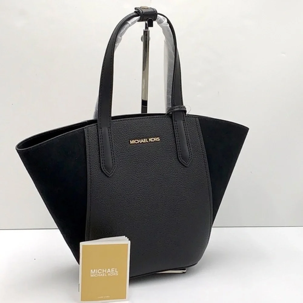 MICHAEL KORS PORTIA SMALL TOTE BLACK COLOR Pebbled leather/ suede
